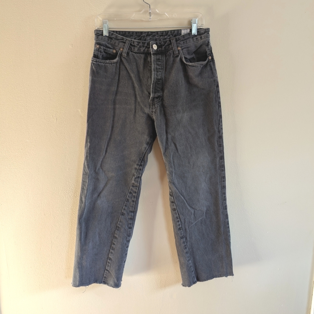 Free People We The Free Faded Black Distressed Hem Denim Jeans Size 28